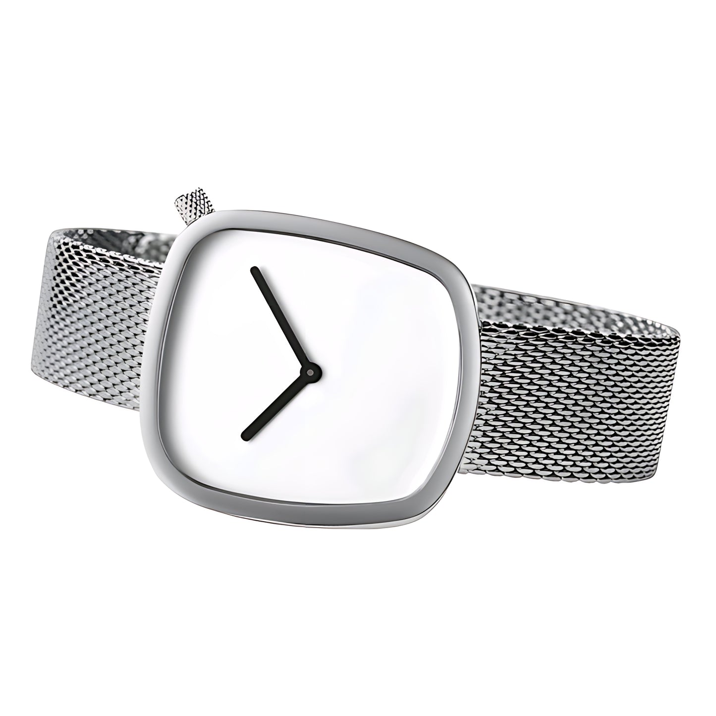 The Horizon Cushion Mesh Watch - Silver